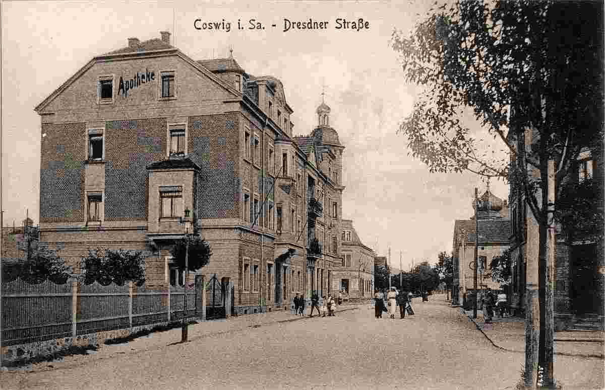 Coswig. Döbelner Straße, Apotheke, 1917
