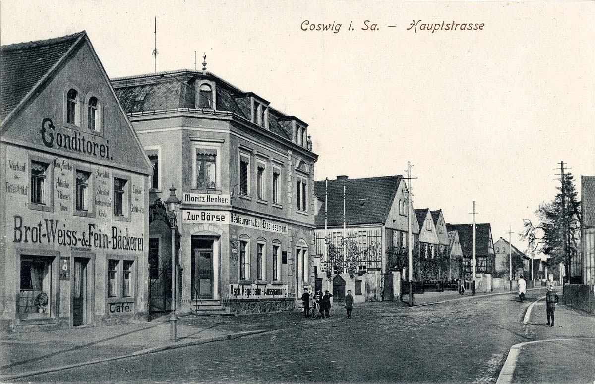 Coswig (Sachsen). Hauptstraße, Konditorei, 1914