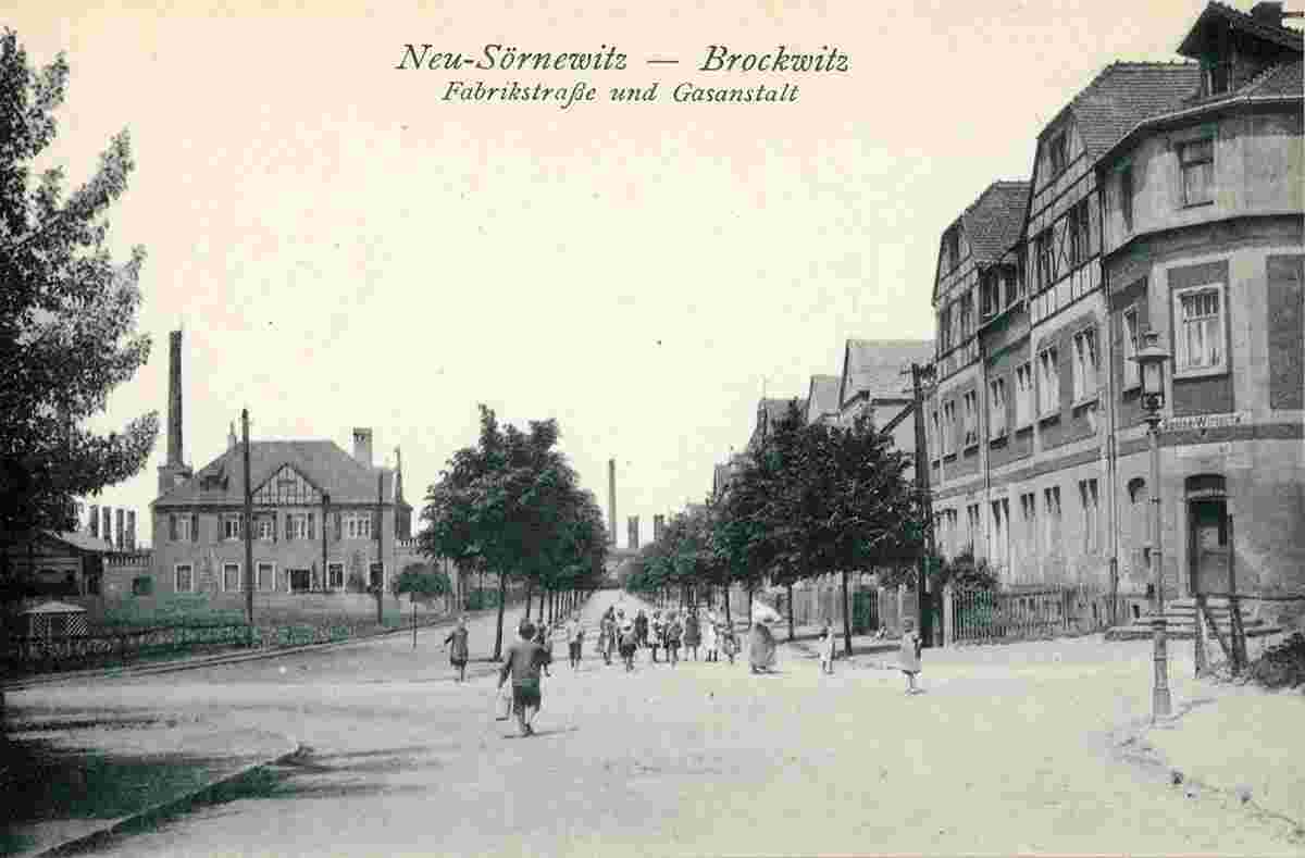 Coswig. Neusörnewitz - Brockwitz - Fabrikstraße und Gasanstalt, 1918