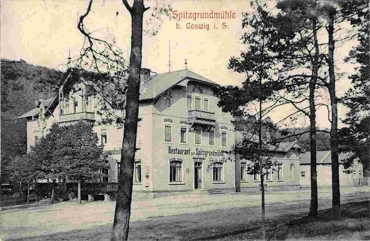 Coswig. Restaurant zur Spitzgrundmühle, 1908