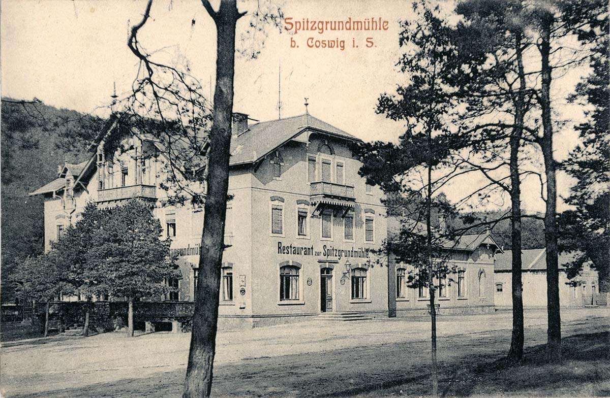 Coswig (Sachsen). Restaurant zur Spitzgrundmühle, 1908