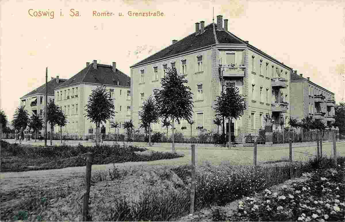 Coswig. Romer- und Grenzstraße, 1912