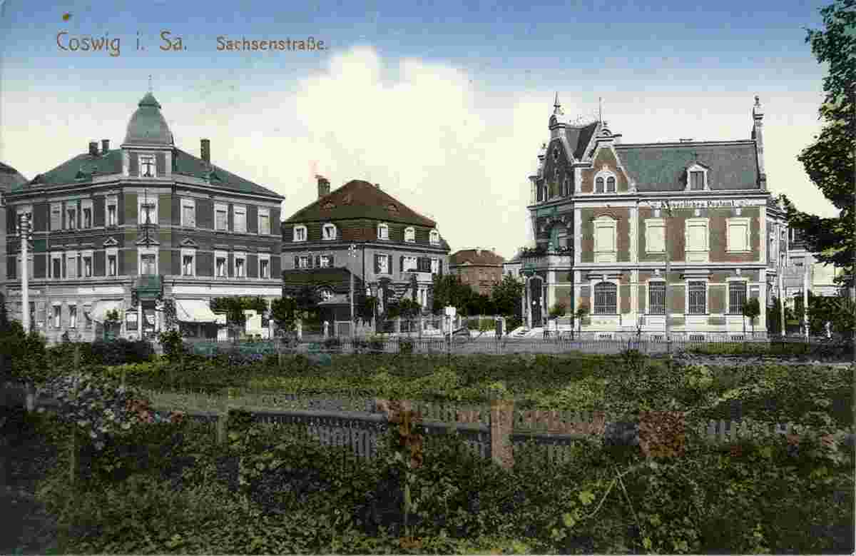 Coswig. Sachsenstraße, Kaiserliches Postamt, 1912