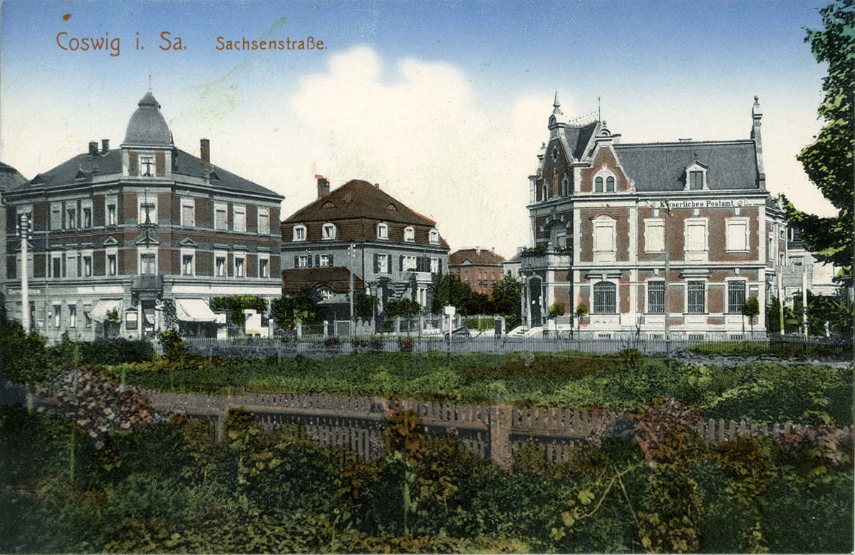 Coswig (Sachsen). Sachsenstraße, Kaiserliches Postamt, 1912