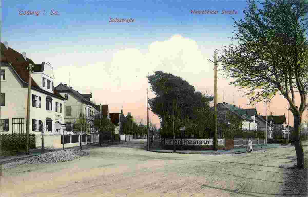 Coswig. Salzstraße und Weinböhlaer Straße, 1915