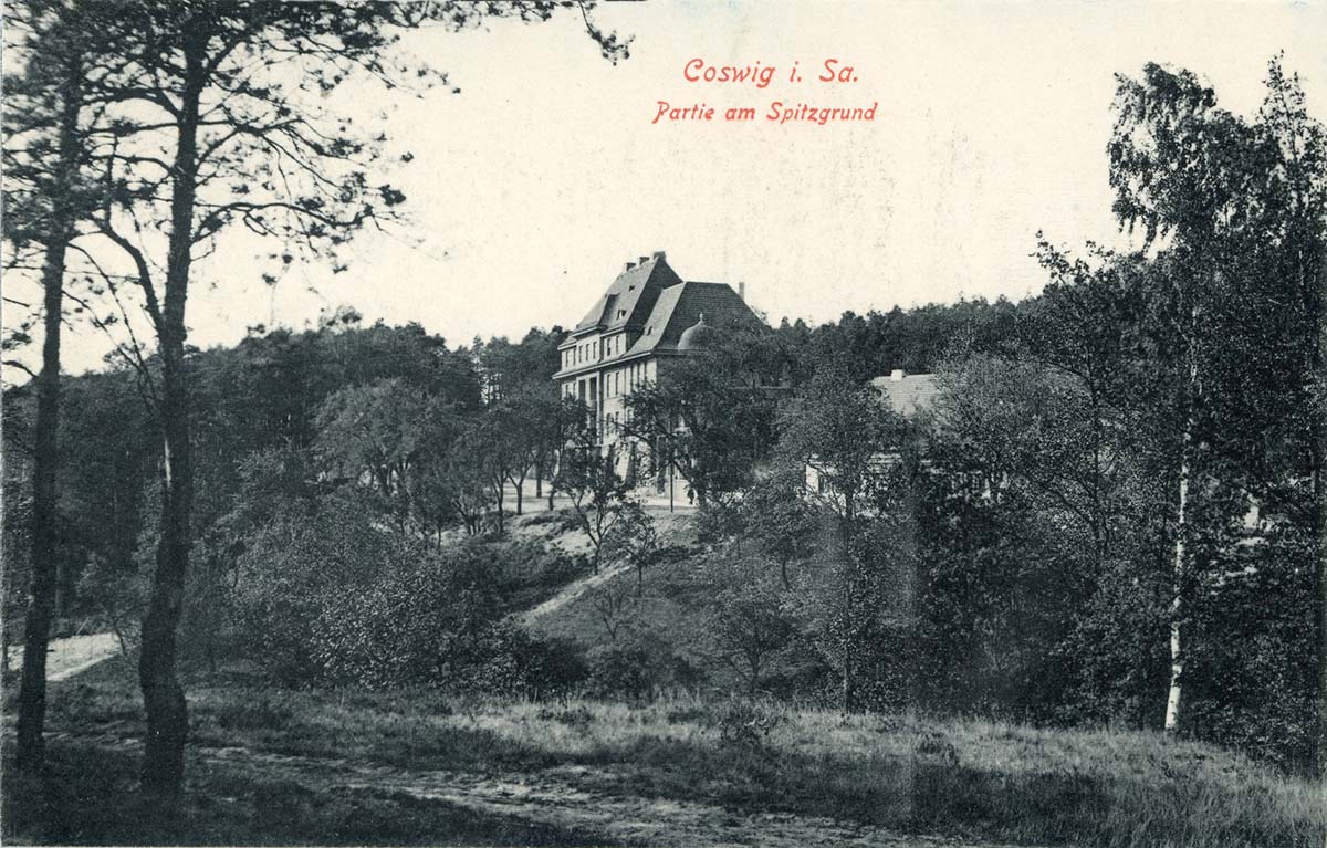 Coswig (Sachsen). Spitzgrund, Schloss, später Sanatorium Gebäude, 1913