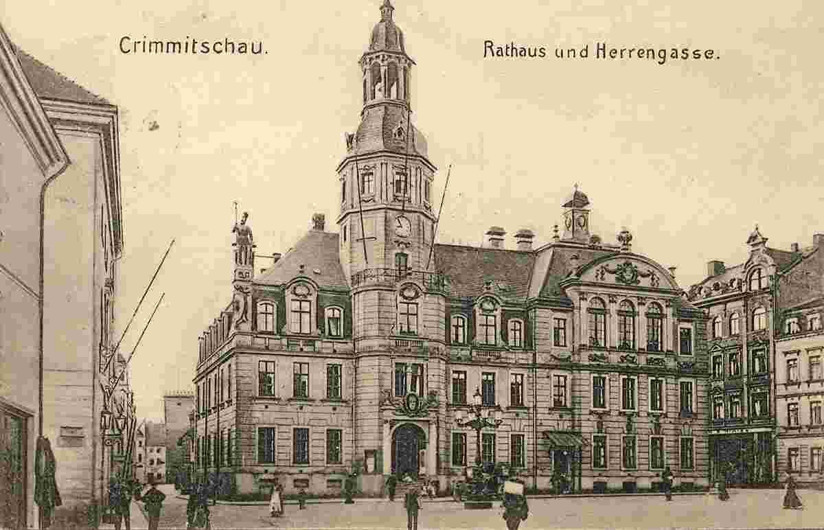 Crimmitschau. Rathaus und Herrengasse, 1907