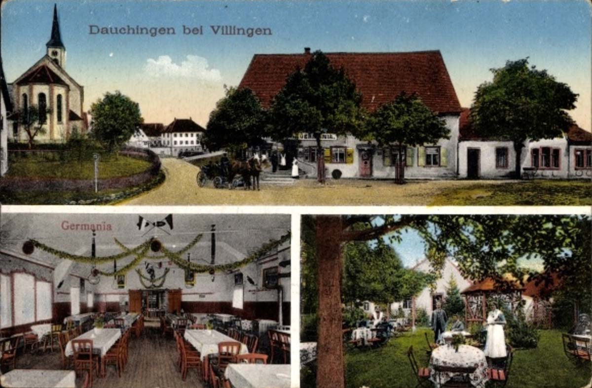 Dauchingen. Gasthaus 'Germania' und Kirche