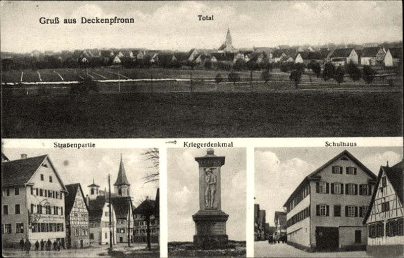 Panorama von Deckenpfronn, Kriegerdenkmal, Schulhaus