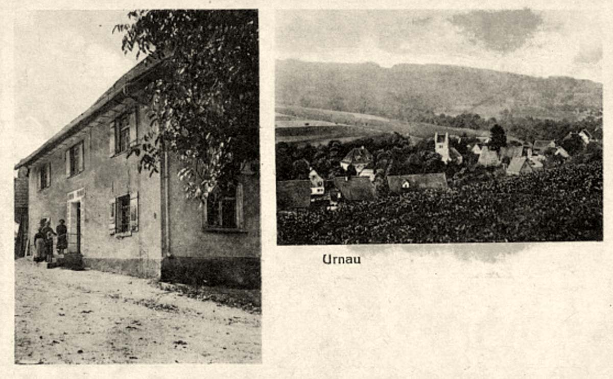 Deggenhausertal. Urnau - Blick auf ein Haus, Panorama vom Ort