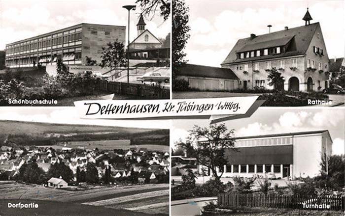 Panorama von Dettenhausen, Schönbuchschule, Rathaus, Turnhalle
