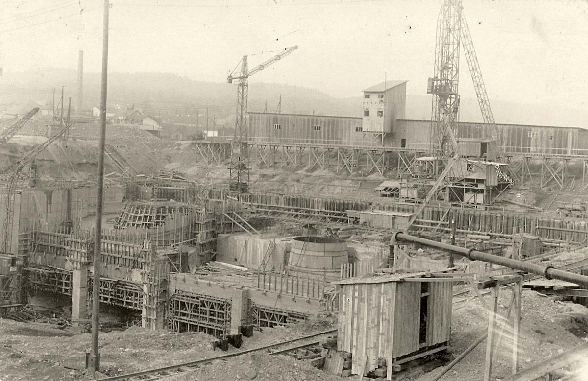 Dogern. Rheinkraftwerk Albbruck-Dogern im Bau, 1932