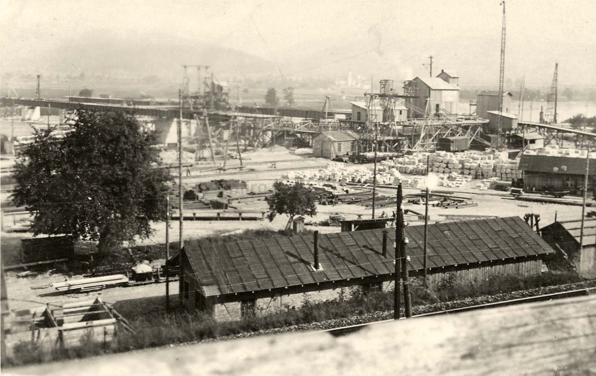 Dogern. Rheinkraftwerk Albbruck-Dogern im Bau, 1932