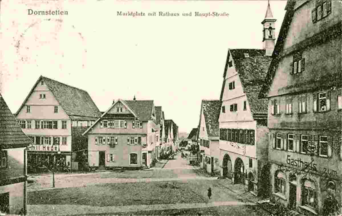 Dornstetten. Marktplatz mit Rathaus, 1924