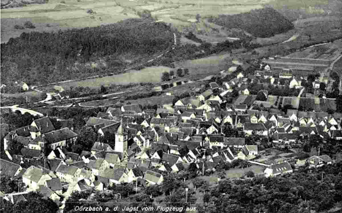 Panorama von Dörzbach, Fliegeraufnahme, 1937