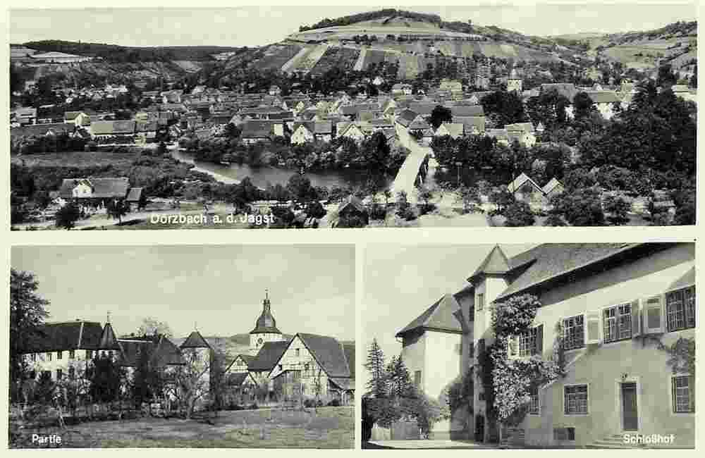 Panorama von Dörzbach, Innenhof des Schloßes der Freiherren von Eyb