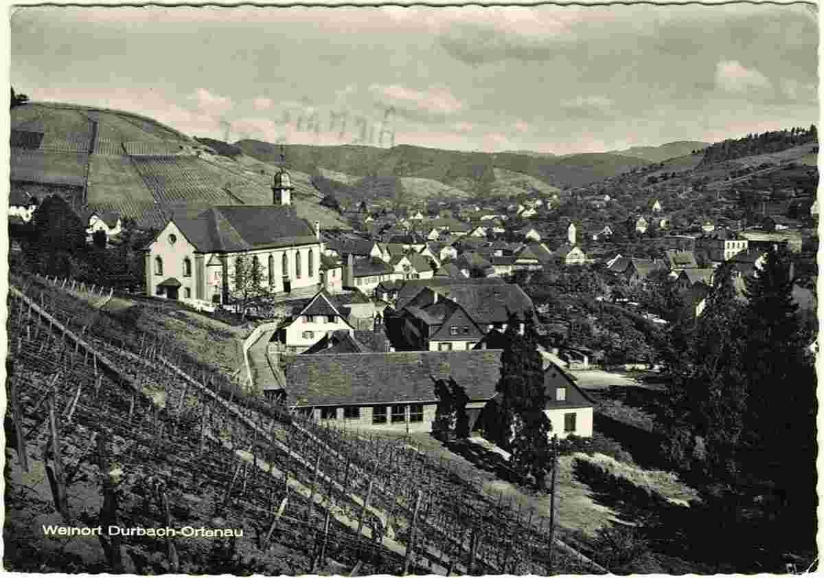 Panorama von Durbach mit Kirche, 1964