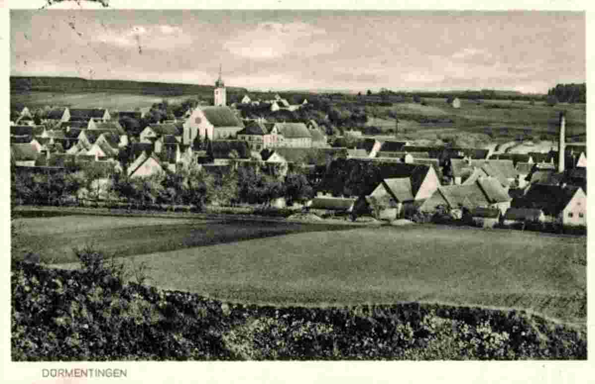 Dürmentingen. Blick vom Feld auf die Ortschaft, 1935