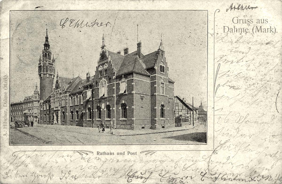 Dahme (Mark). Rathaus und Post, 1903