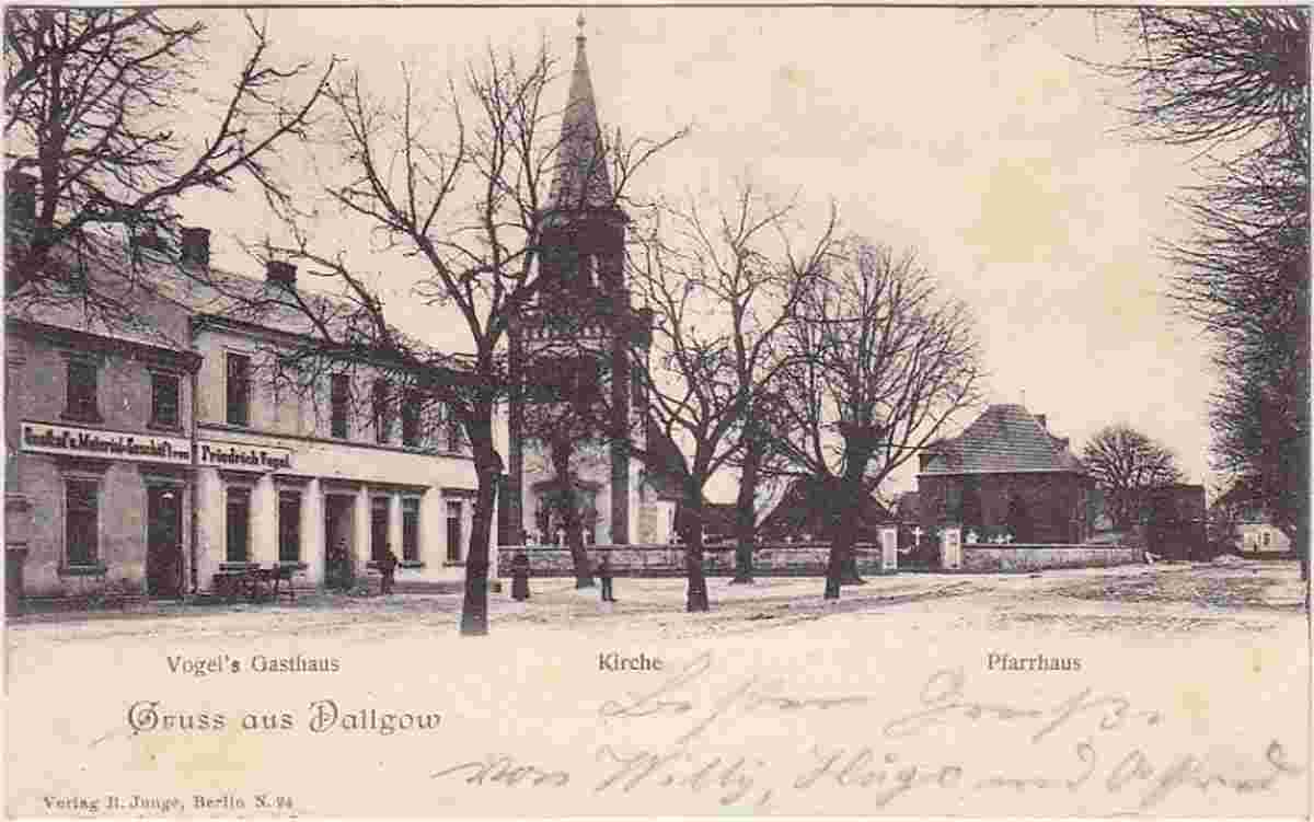Dallgow-Döberitz. Vogel's Gasthaus, Kirche, Pfarrhaus, 1900