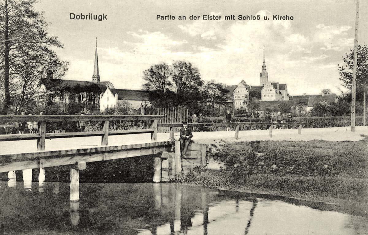 Doberlug-Kirchhain. Elster mit Schloß und Kirche
