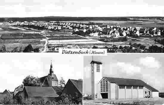 Dietzenbach. Panorama der Stadt und Kirche