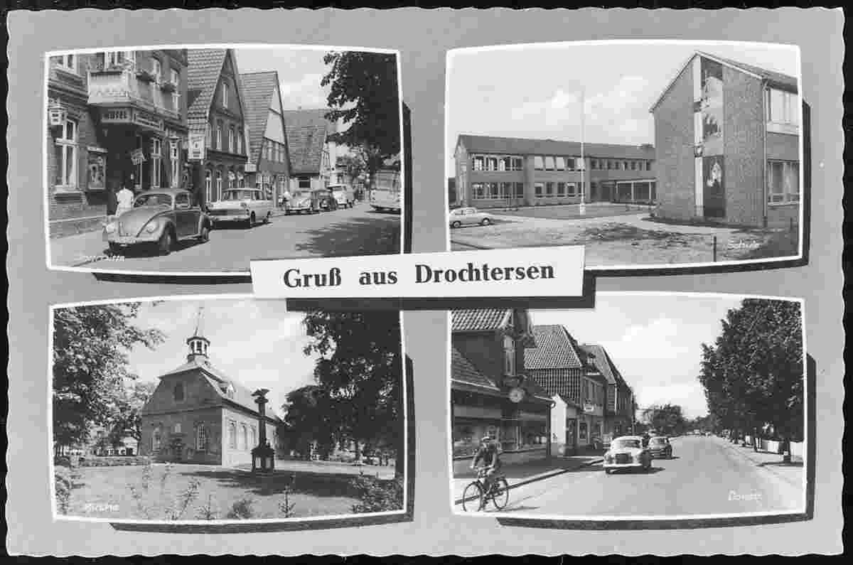 Drochtersen. Dorfmitte, Schule, Kirche, Dorfstraße