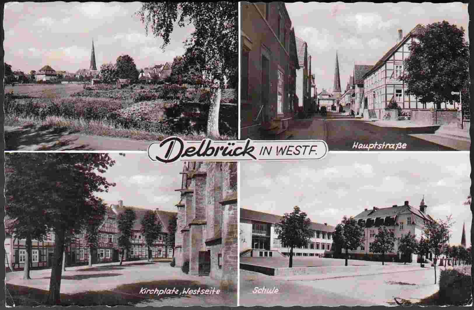 Delbrück. Hauptstraße, Kirchplatz, Schule, 1964