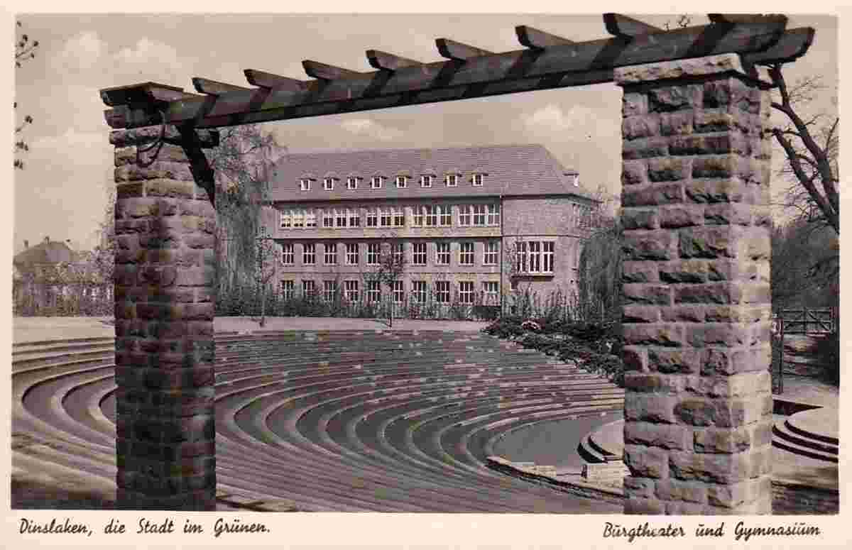 Dinslaken. Burgtheater und Gymnasium, 1954