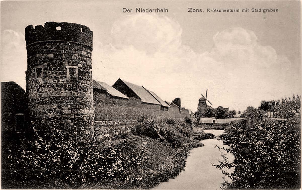 Dormagen. Zons - Krötschenturm mit Stadtgraben