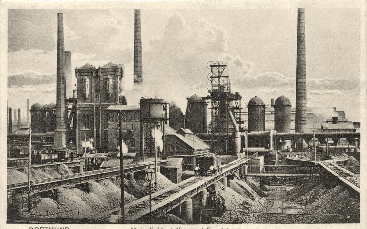 Dortmund. Usine Mine Union, Hochofen und Erzplatz, 1913