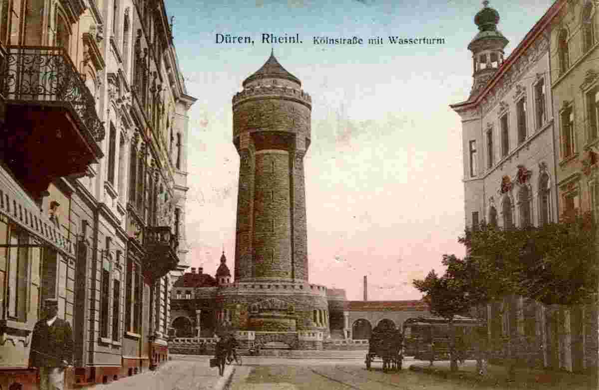 Düren. Kölnstraße mit Wasserturm