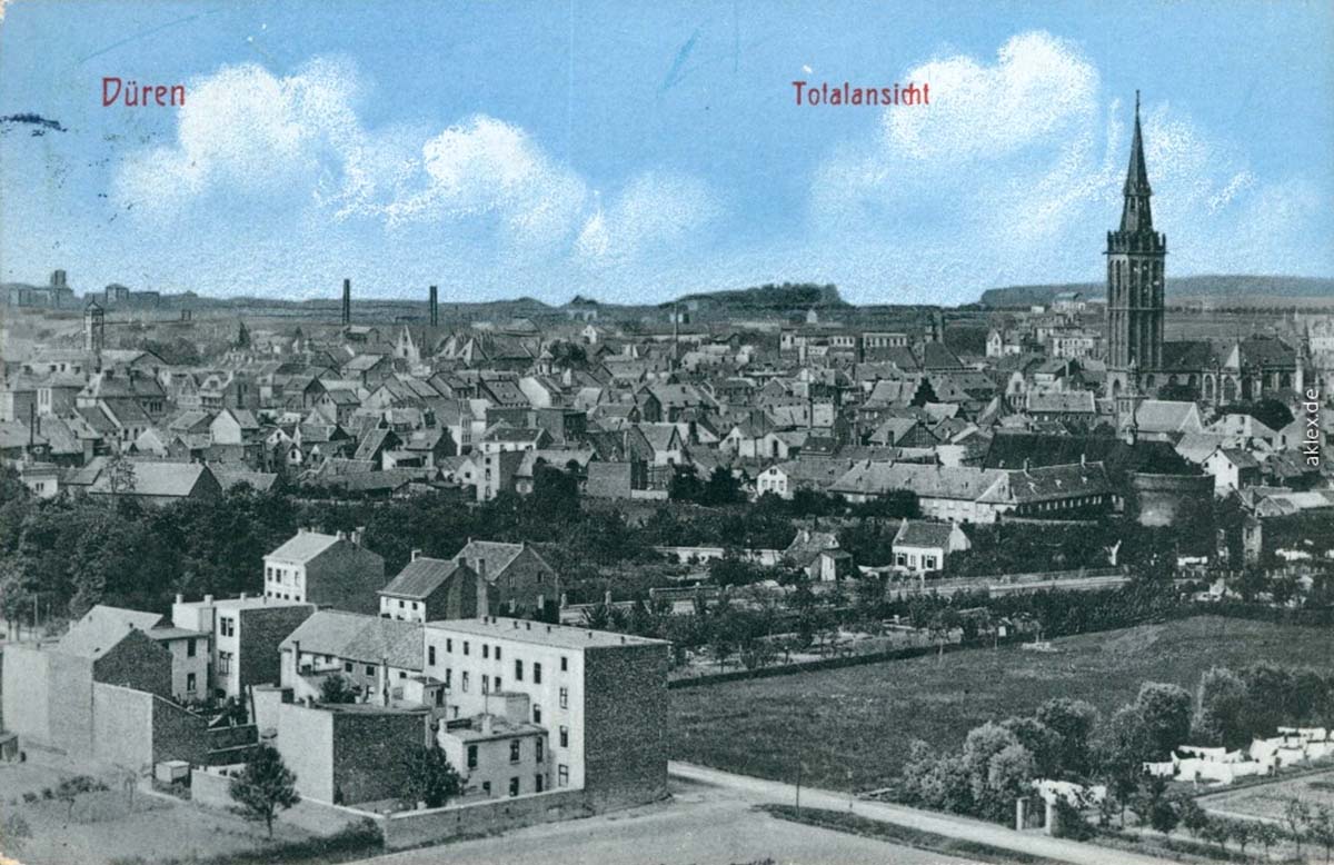 Düren. Panorama der Stadt, 1915