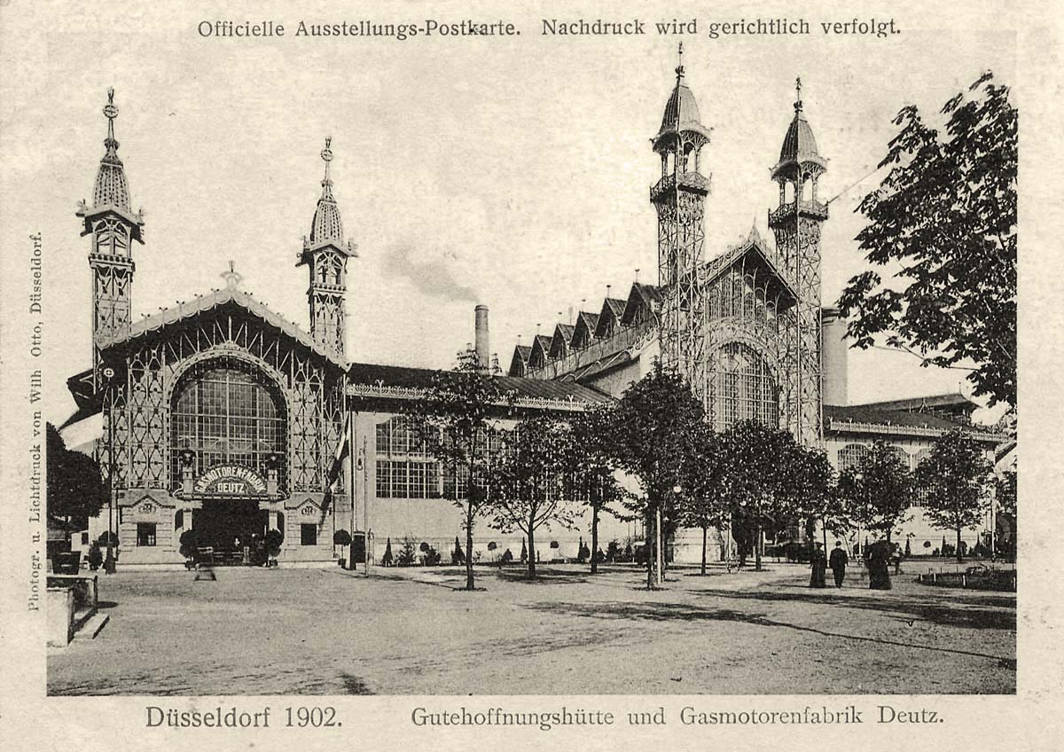 Düsseldorf. Gewerbe- und Industrie-Ausstellung 1902, Gutehoffnungshütte und Gasmotorenfabrik Deutz