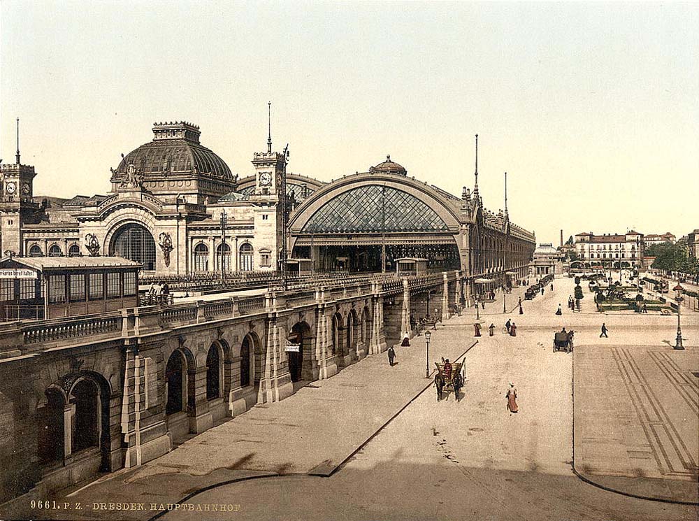Dresden. Altstadt - Hauptbahnhof gebäude, um 1890