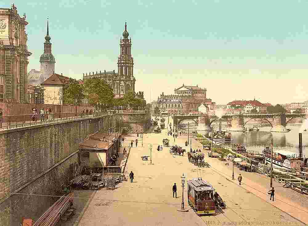 Dresden. Altstadt - Landeplatz für Dampfer, um 1890