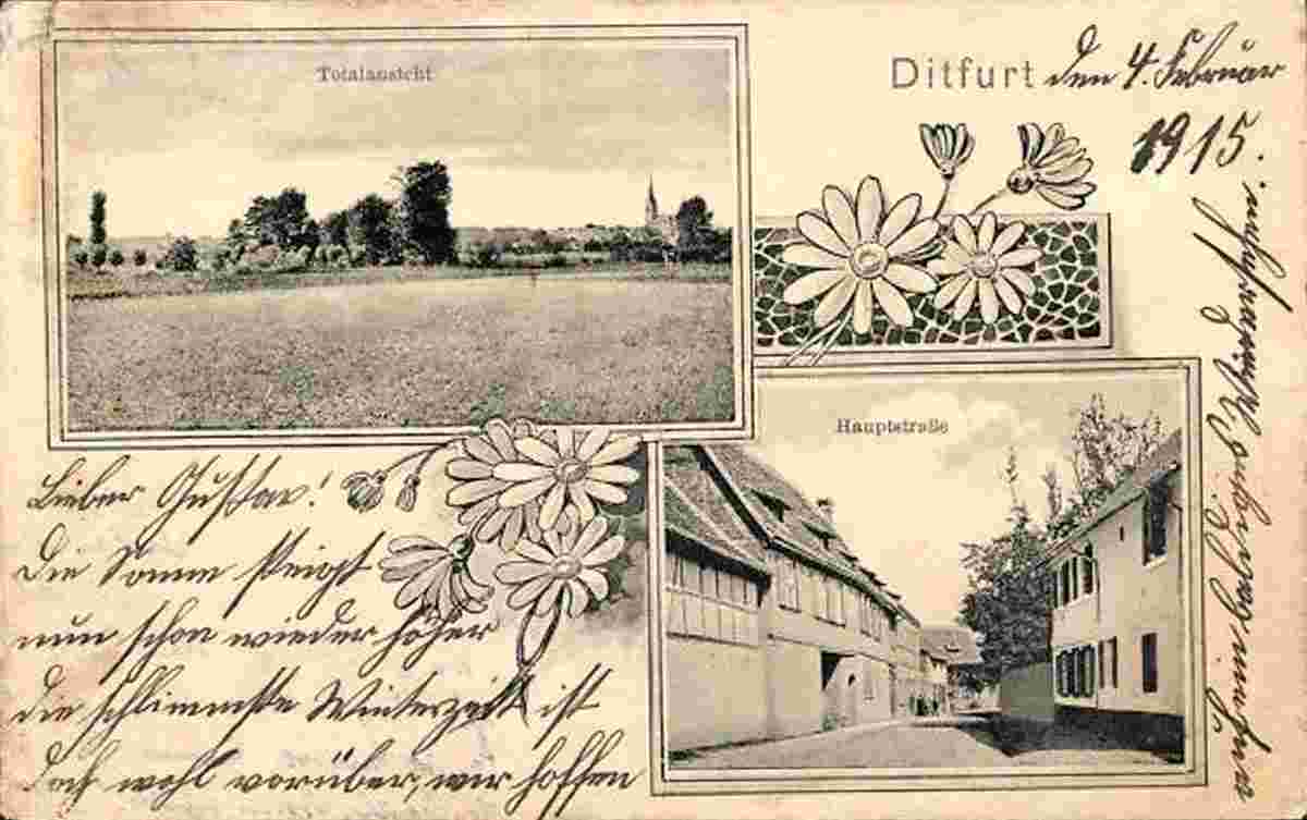Ditfurt. Blick in die Hauptstraße, 1915