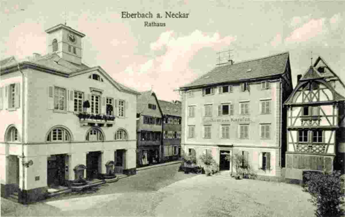 Eberbach. Rathaus und Gasthaus zum Karpfen