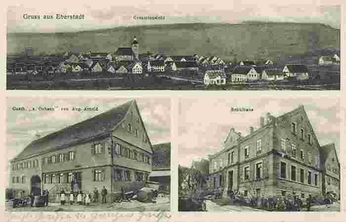 Eberstadt. Gasthaus zum Ochsen von A. Arnold, Schule, 1916