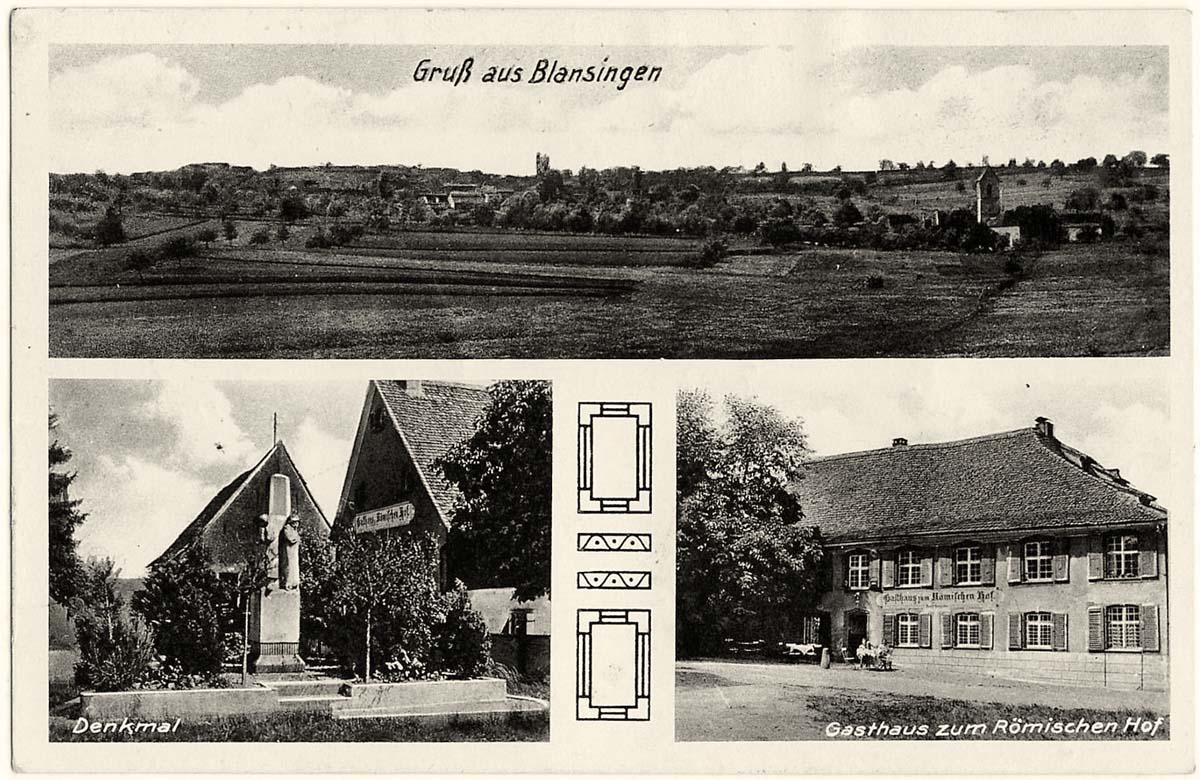 Efringen-Kirchen. Blansingen - Denkmal und Gasthaus 'Zum Römischen Hof'