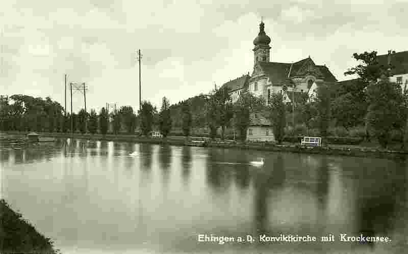 Ehingen. Blick am Konvikt mit Kollegiumskirche, 1934