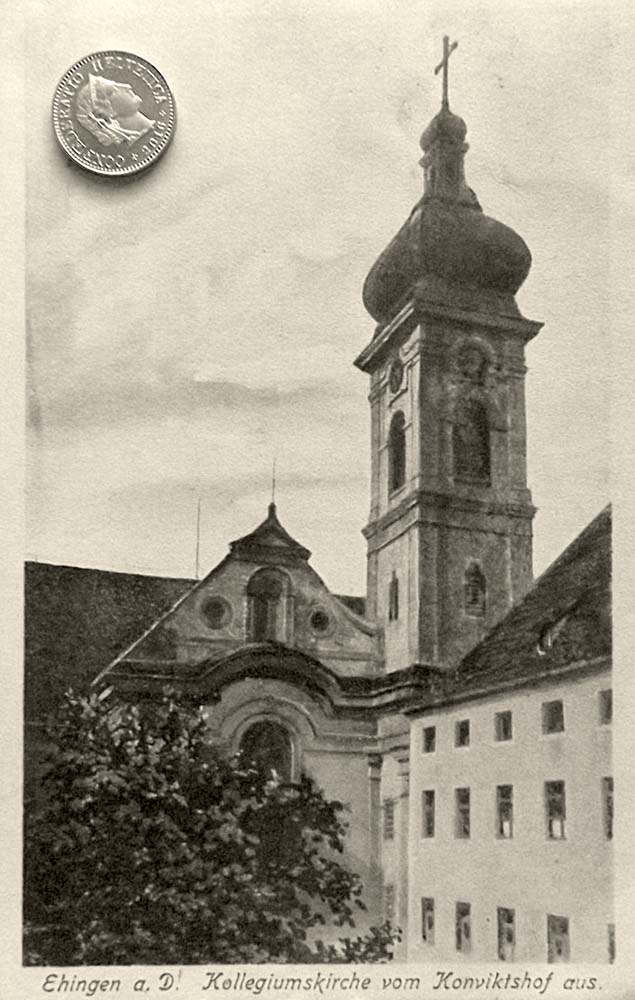 Ehingen (Donau). Kollegiumskirche vom Konviktshof aus, 1915