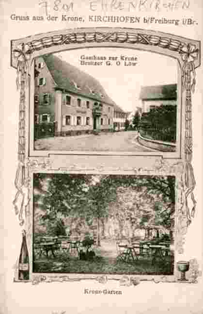 Ehrenkirchen. Kirchhofen - Gasthaus zur Krone, Besitzer G. O. Löw, Krone-Garten