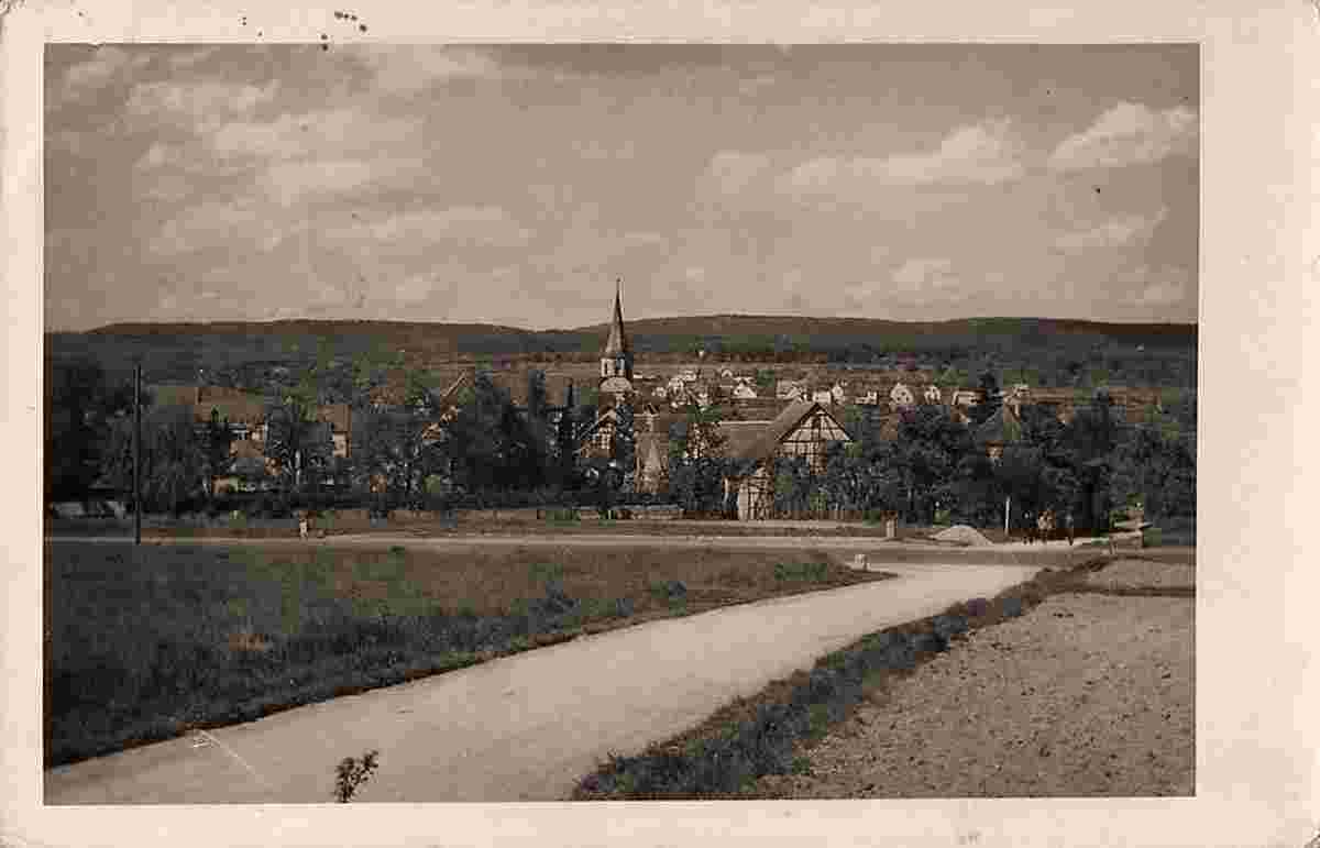 Elchesheim-Illingen. Illingen - Ortsansicht mit Umland, 1952
