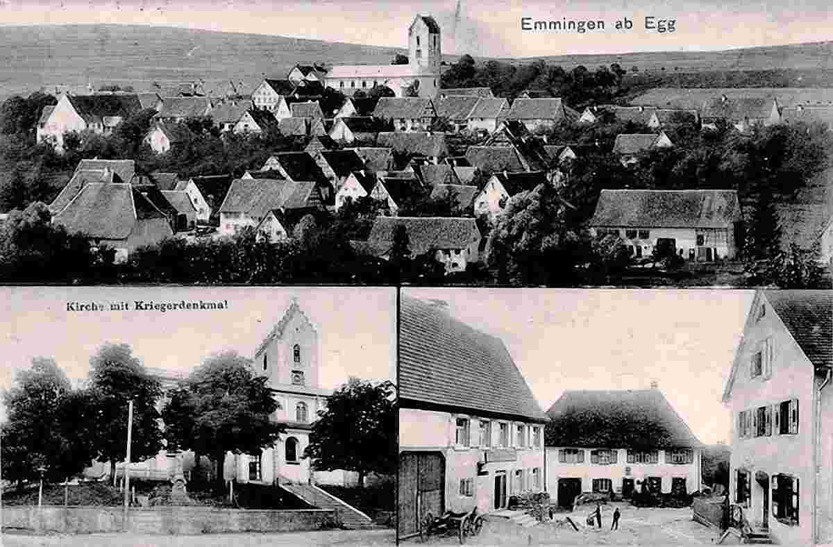 Emmingen-Liptingen. Emmingen ab Egg - Kirche, Kriegerdenkmal, 1912