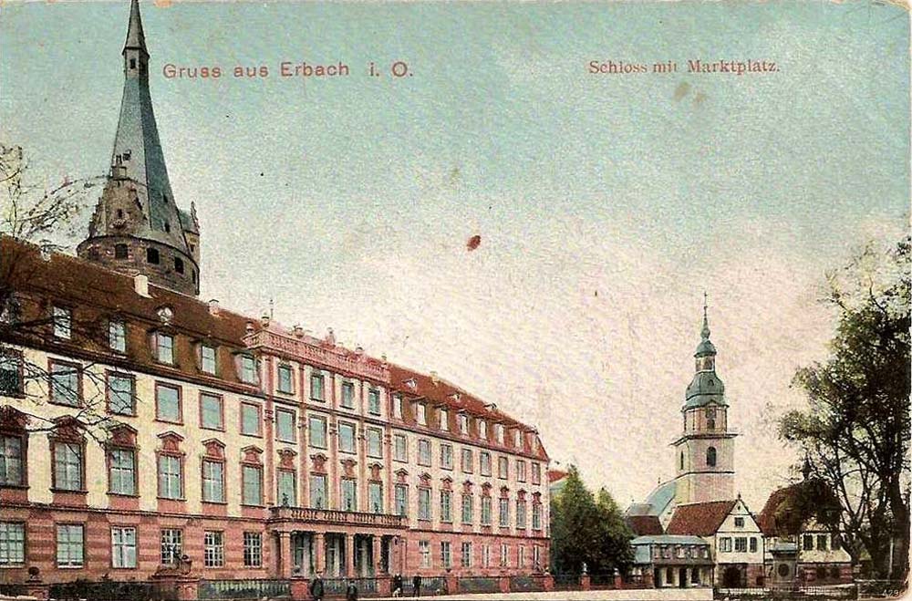 Erbach (Donau). Gräfliches Schloß mit Marktplatz, 1908