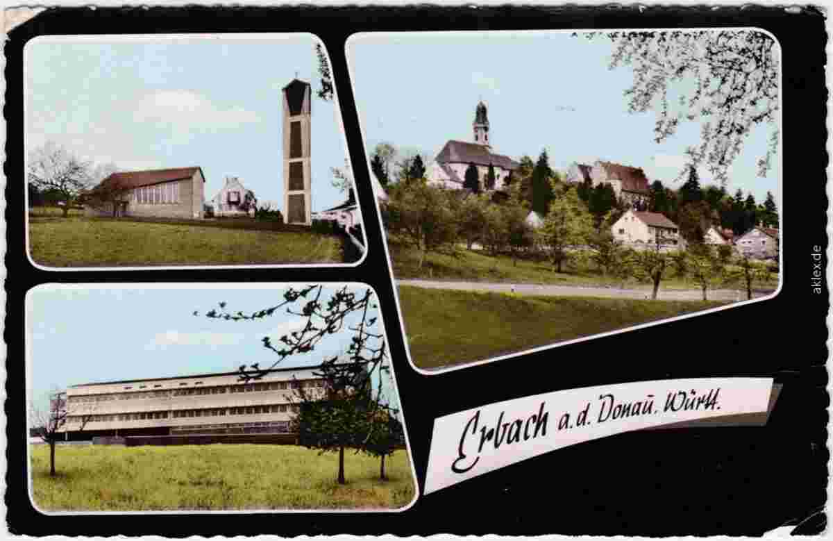 Erbach. Panorama von Stadt und Kirche, 1969