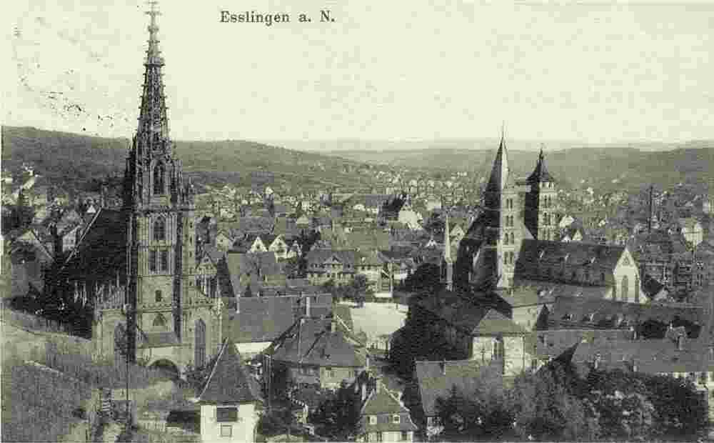 Esslingen am Neckar. Panorama der Stadt, 1914