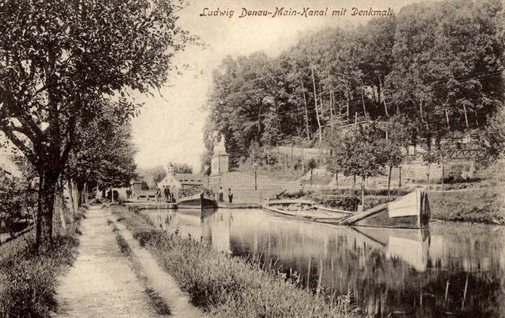 Erlangen. Ludwig-Donau-Main-Kanal mit Denkmal, 1903