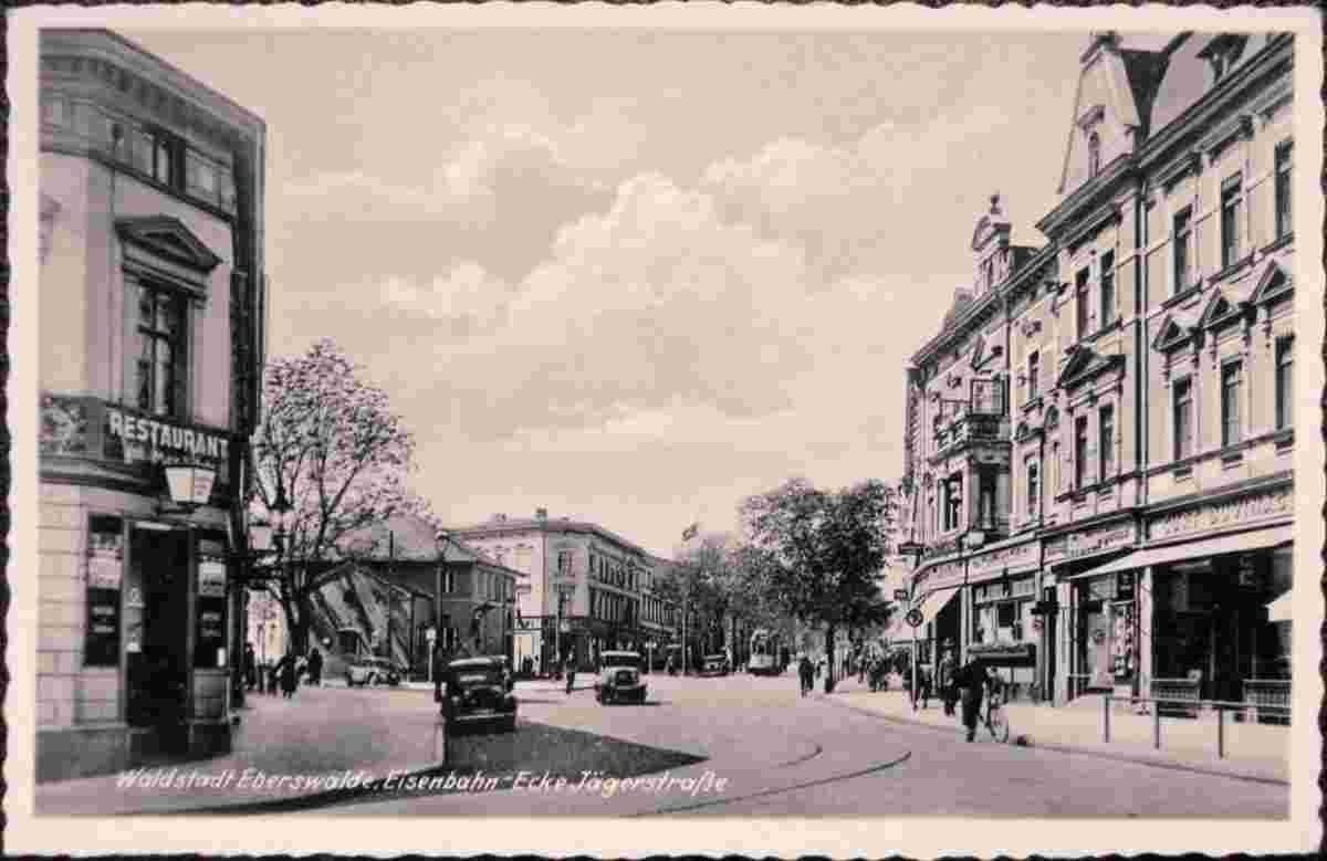 Eberswalde. Ecke Eisenbahnstraße und Jägerstraße, um 1940